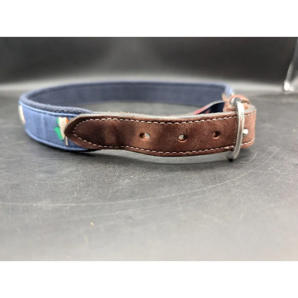 Vineyard Vines Belt Size 26 Irish Flag Shamrock Ireland Solid Brass Leather RARE